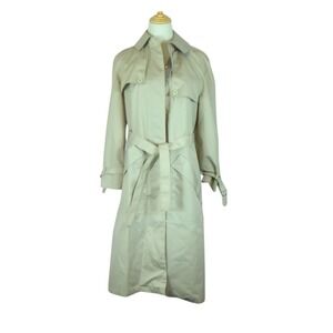 Vintage Wear in Good Health Misty Harbor Long Tan Button Trench Coat‎ sz 10 Reg